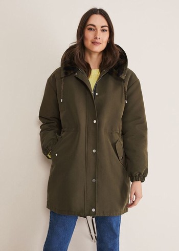 Phase Eight Clara Shower Proof Coats Olive Australia | KO6257813